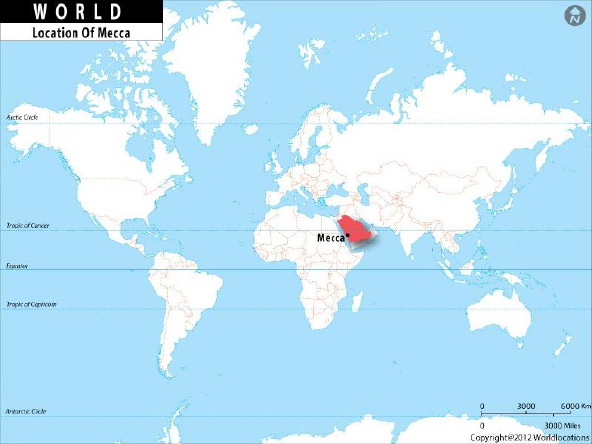 Makkah sa mapa ng mundo